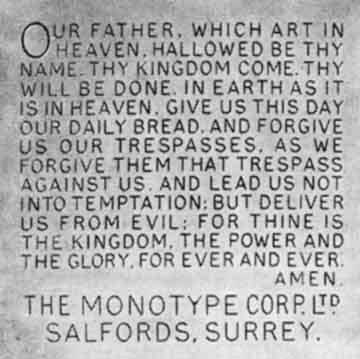 Monotype Lord's Prayer