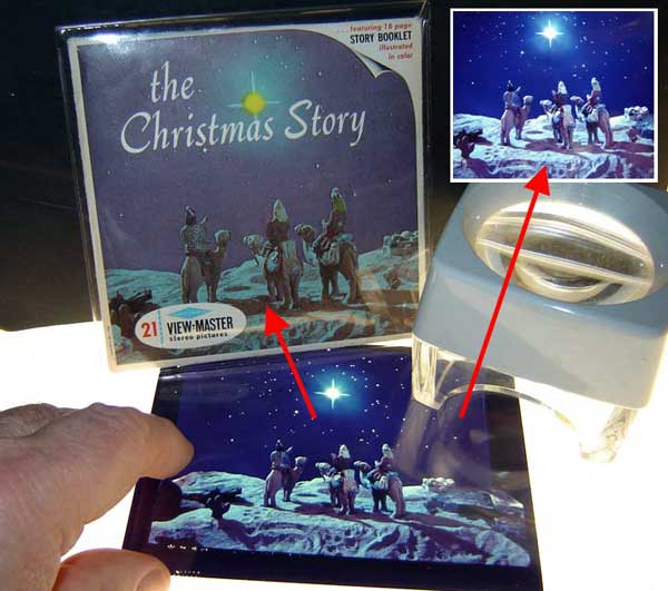An original View-Master production Kodachrome that became the cover of one their most popular Biblical package: The Christmas Story.