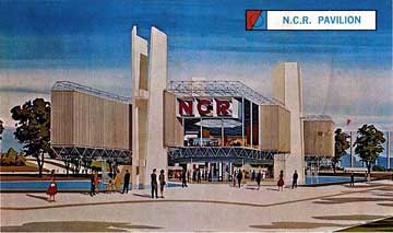 The NCR pavilion from the 1964 world's fair passed out microform Bibles to the visiting public.