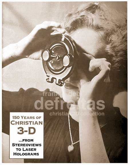 A woman looks through a vintage stereoscope.